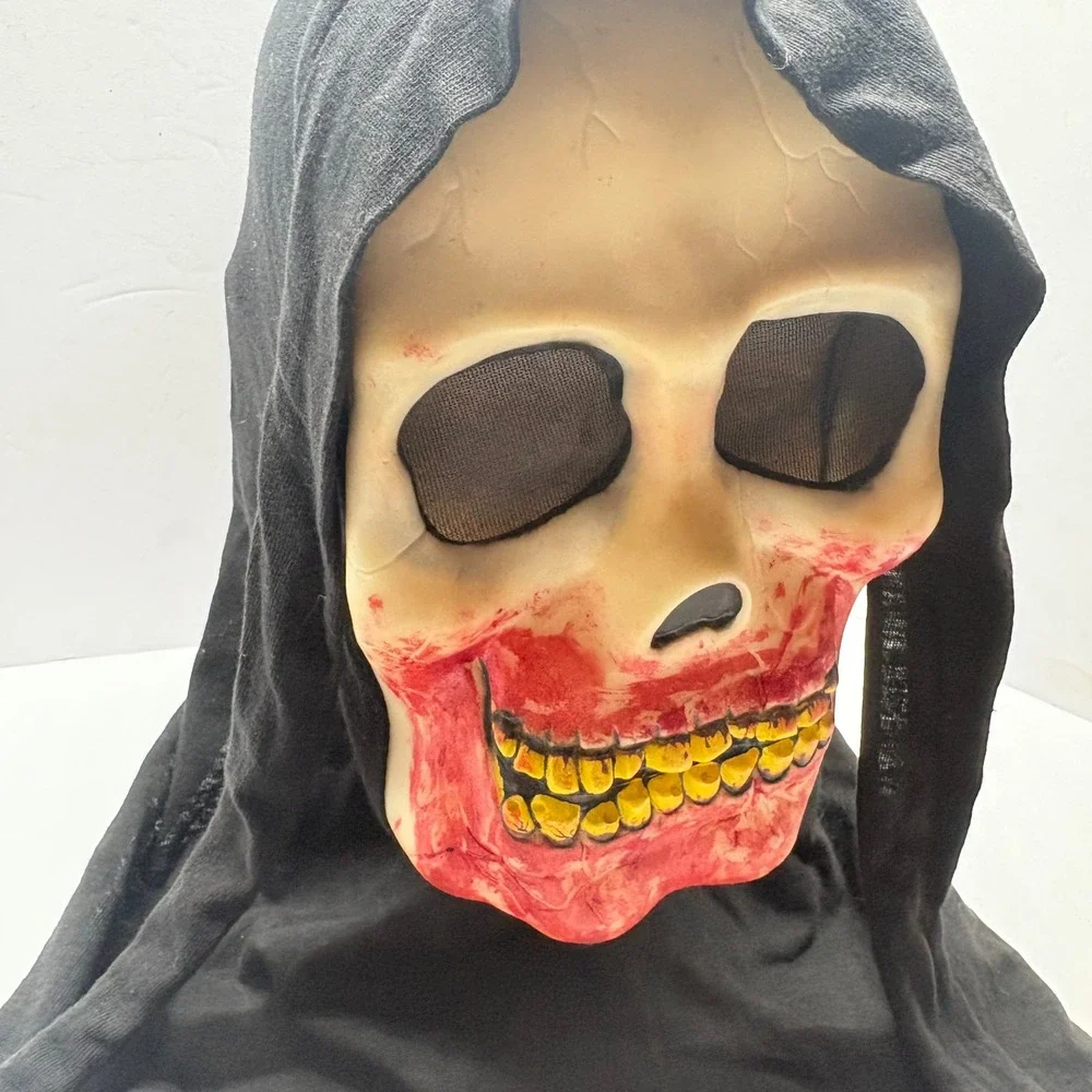 Vintage Easter Unlimited Skull Mask Black Bloody Grim Reaper Halloween